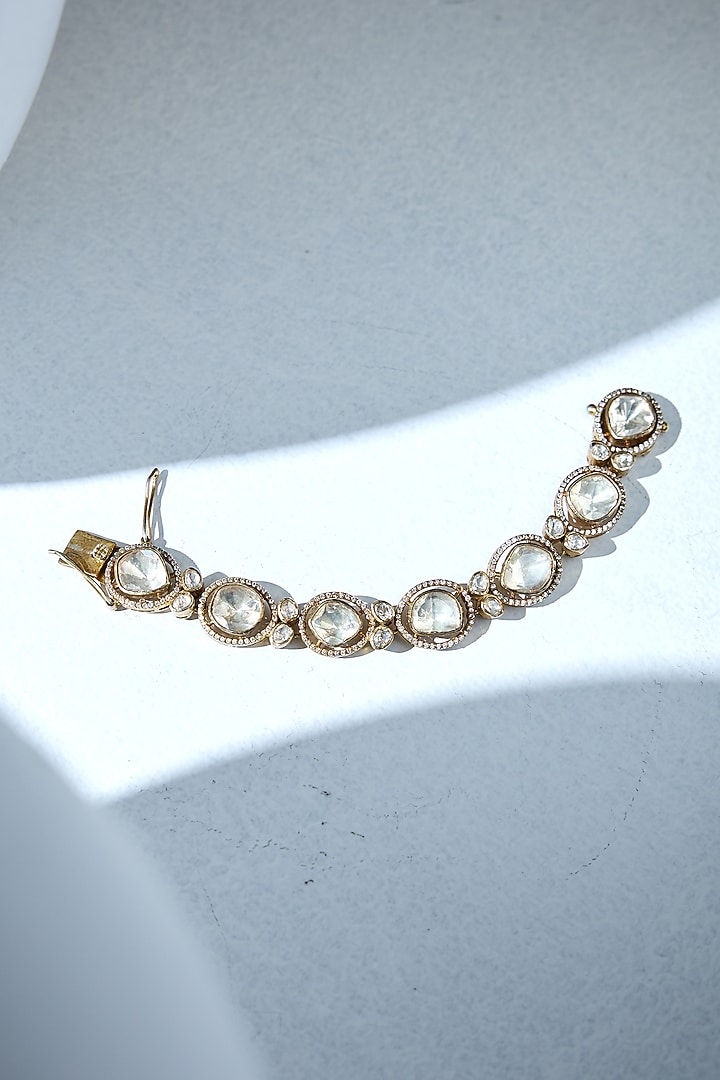 Gold Plated Round-Cut Moissanite Stone Bracelet In Sterling Silver by Varq Jewels at Pernia's Pop Up Shop