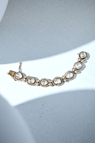 Gold Plated Round-Cut Moissanite Stone Bracelet In Sterling Silver by Varq Jewels
