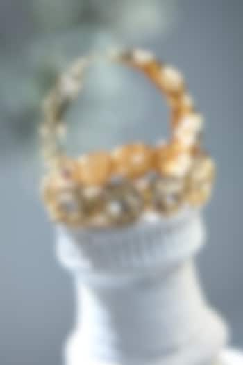 Gold Finish Gold Stone Handcrafted Bangles In Sterling Silver (Set Of 2) by Varq Jewels at Pernia's Pop Up Shop