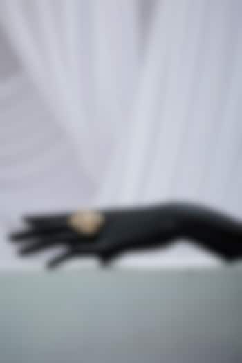 Gold Finish Motif Adjustable Ring In Sterling Silver by Varq Jewels at Pernia's Pop Up Shop