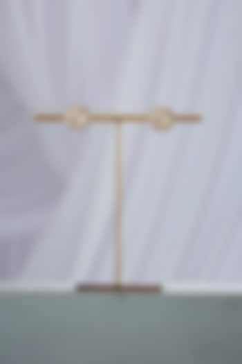 Gold Finish White & Gold Stone Stud Earrings In Sterling Silver by Varq Jewels at Pernia's Pop Up Shop