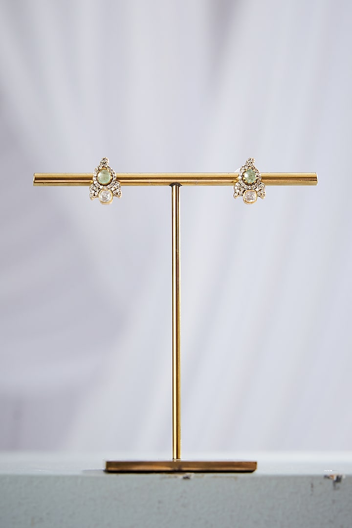 Gold Plated Stud Earrings In Sterling Silver by Varq Jewels at Pernia's Pop Up Shop