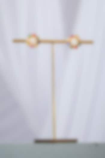 Gold Plated Multi-Colored Stone Stud Earrings In Sterling Silver by Varq Jewels at Pernia's Pop Up Shop