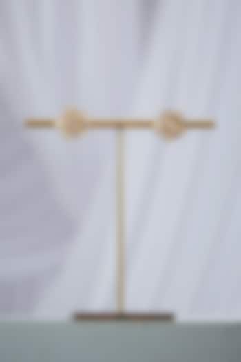 Gold Finish Uncut Polki Stone Floral Stud Earrings In Sterling Silver by Varq Jewels at Pernia's Pop Up Shop