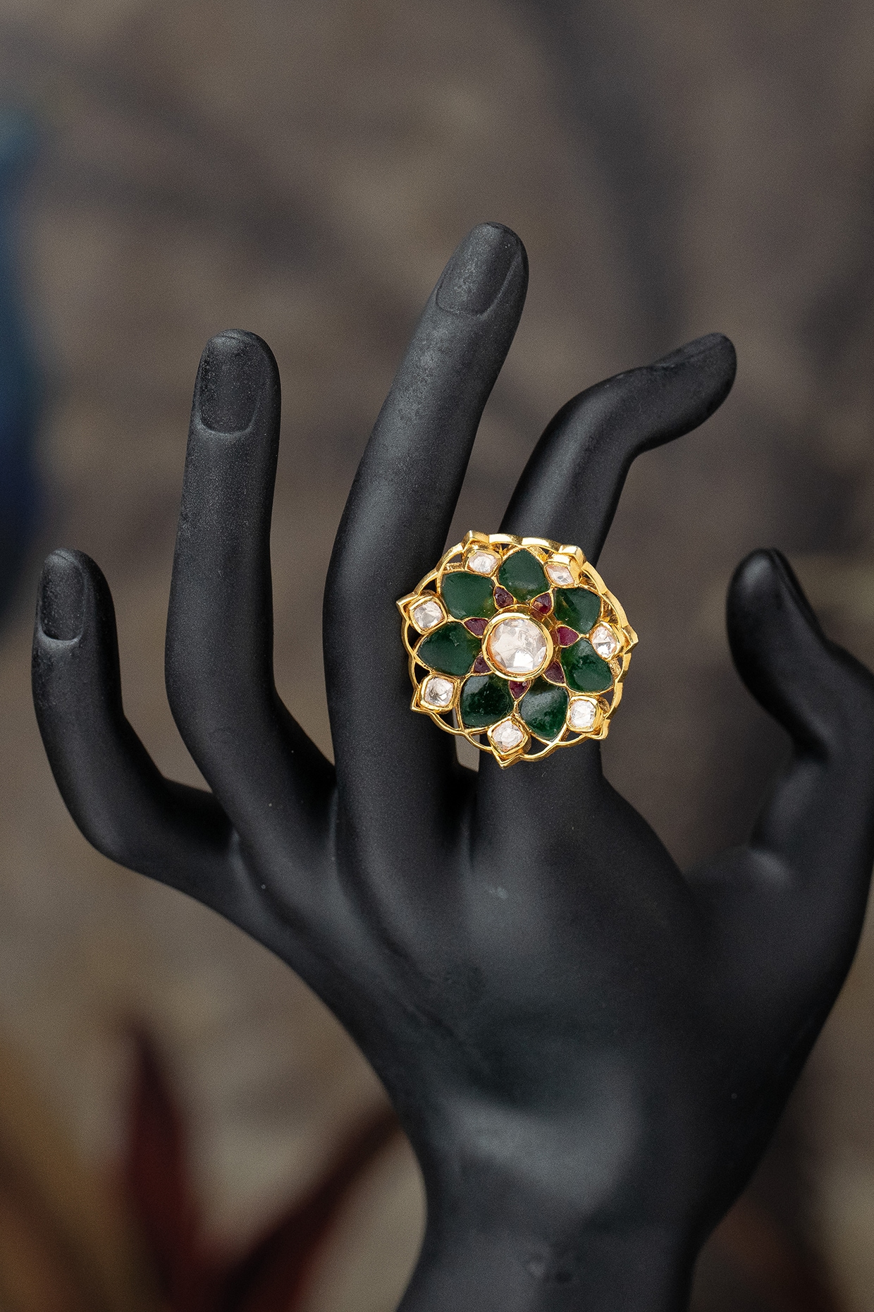 5.20 Carat Dark Green Natural Elongated Emerald Solitaire Ring 14K