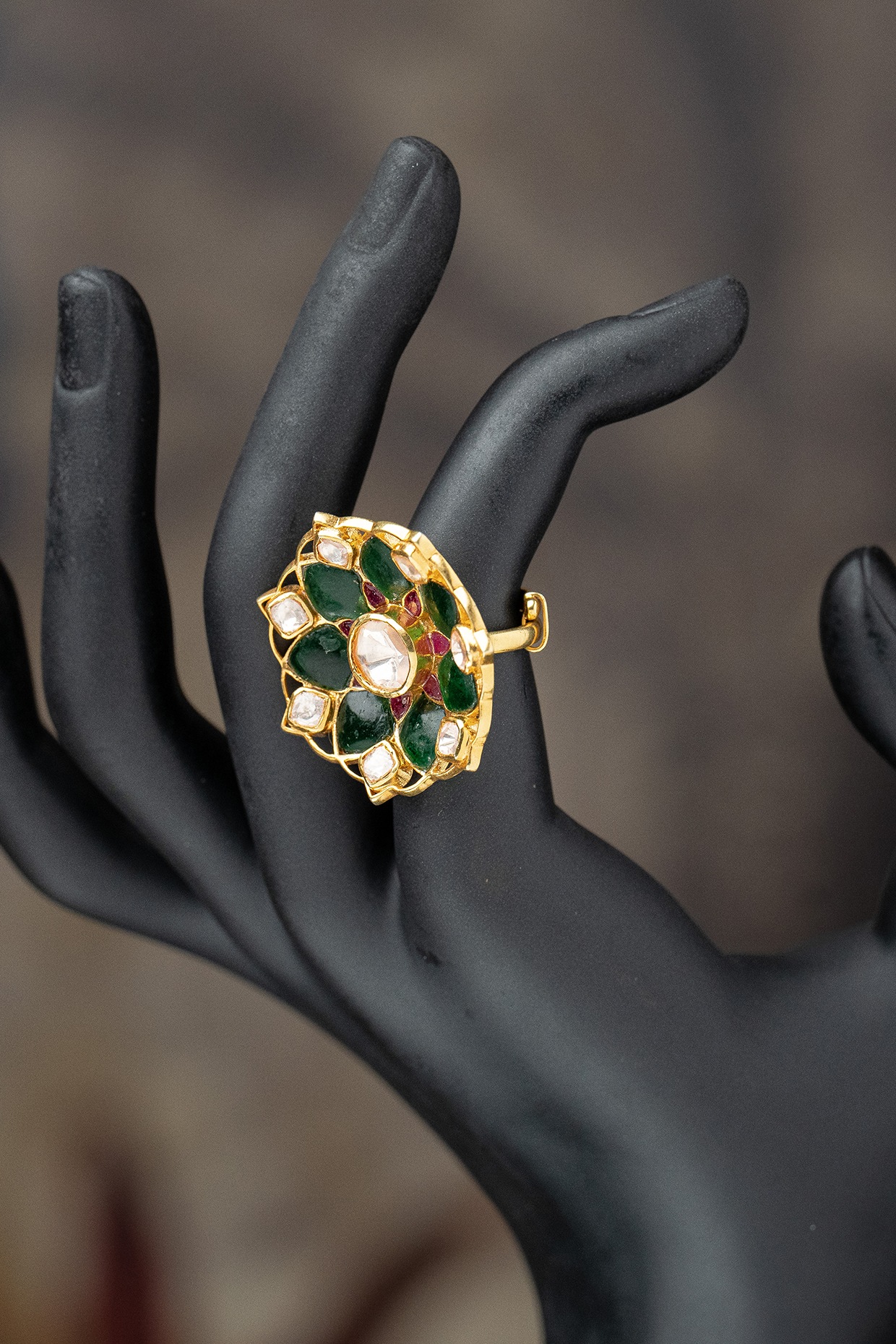 Fashion Gold Ring With Natural Dark Green Emerald Stone. Stock Photo,  Picture and Royalty Free Image. Image 187484826.