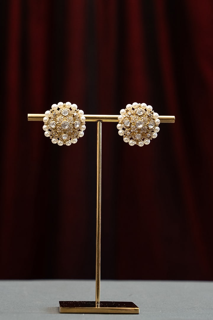 Gold Plated Pearl Floral Necklace Set In Sterling Silver by Varq Jewels at Pernia's Pop Up Shop