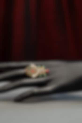 Gold Plated Red & Green Stone Ring In Sterling Silver by Varq Jewels at Pernia's Pop Up Shop