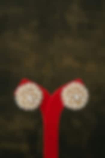 Gold Finish Kundan Polki Floral Stud Earrings In Sterling Silver by Varq Jewels at Pernia's Pop Up Shop