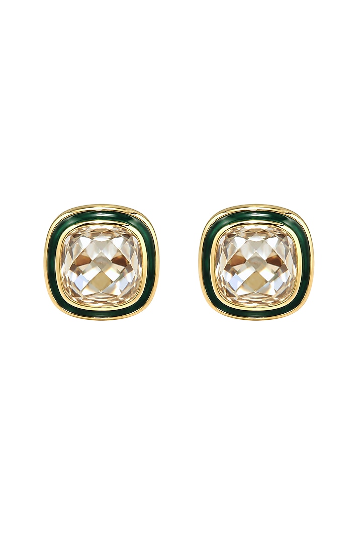 Gold Plated Navratna Semi-Precious Stone Floral Stud Earrings In Sterling Silver by Varq Jewels at Pernia's Pop Up Shop