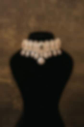 Gold Finish Multi-Colored Stone Choker Necklace In Sterling Silver by Varq Jewels at Pernia's Pop Up Shop