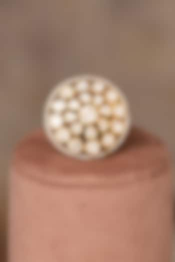 Gold Plated Kundan Polki Ring In Sterling Silver by Varq Jewels at Pernia's Pop Up Shop