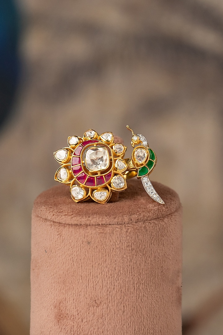 Gold Plated Ruby Stone Ring In Sterling Silver by Varq Jewels at Pernia's Pop Up Shop