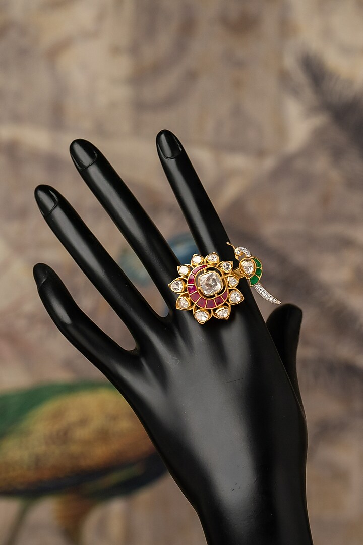 Gold Plated Ruby Stone Ring In Sterling Silver by Varq Jewels at Pernia's Pop Up Shop