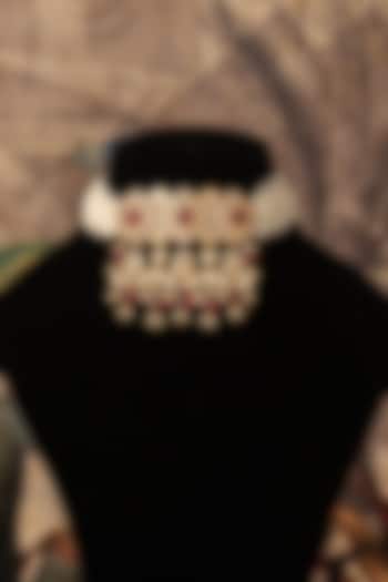 Gold Plated Red Kundan Polki Choker Necklace In Sterling Silver by Varq Jewels at Pernia's Pop Up Shop