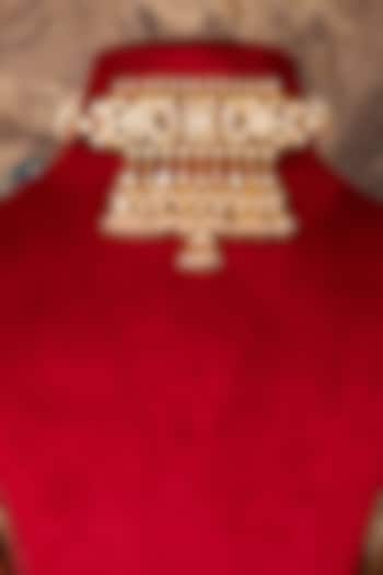 Gold Plated White Kundan Polki Necklace In Sterling Silver by Varq Jewels at Pernia's Pop Up Shop