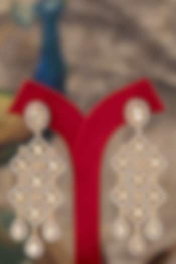 Gold Plated Kundan Polki Dangler Earrings In Sterling Silver by Varq Jewels at Pernia's Pop Up Shop