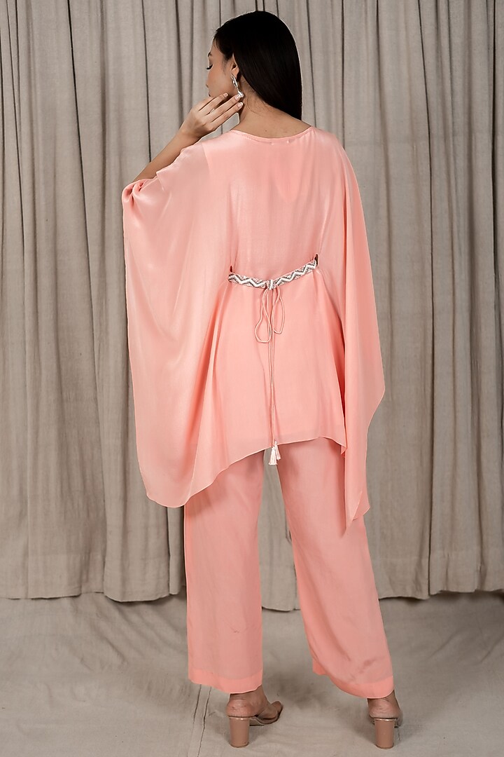 Peach Embroidered Kaftan Set by Varsana Boutique at Pernia's Pop Up Shop