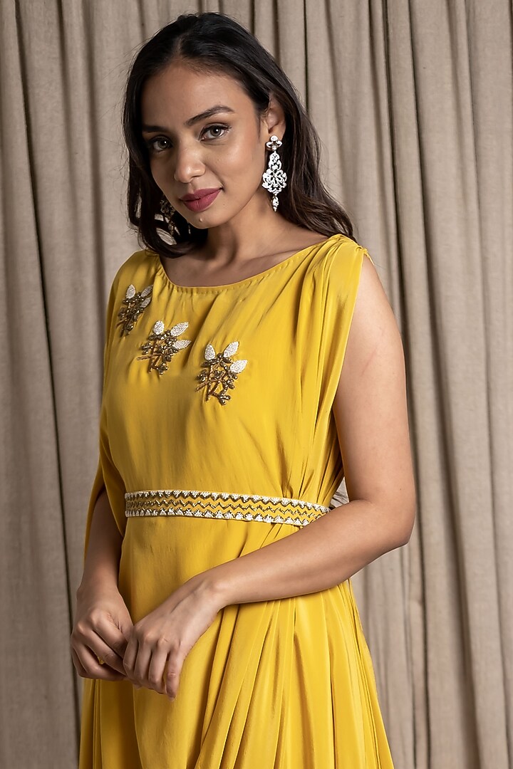 Yellow Embroidered Jacket Set by Varsana Boutique at Pernia's Pop Up Shop