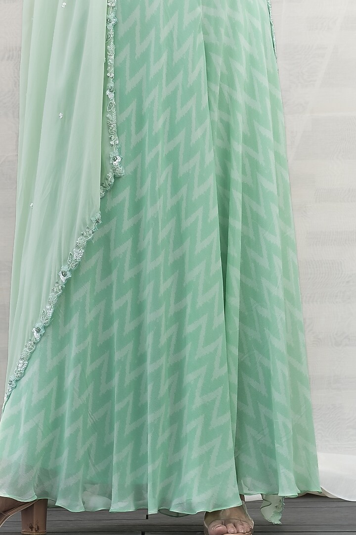Pastel Green Embroidered Cape Set by Varsana Boutique at Pernia's Pop Up Shop