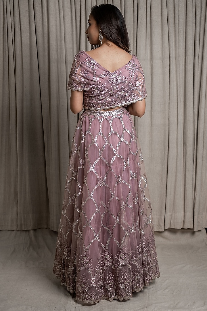 Purple Embroidered Wedding Lehenga Set by Varsana Boutique at Pernia's Pop Up Shop