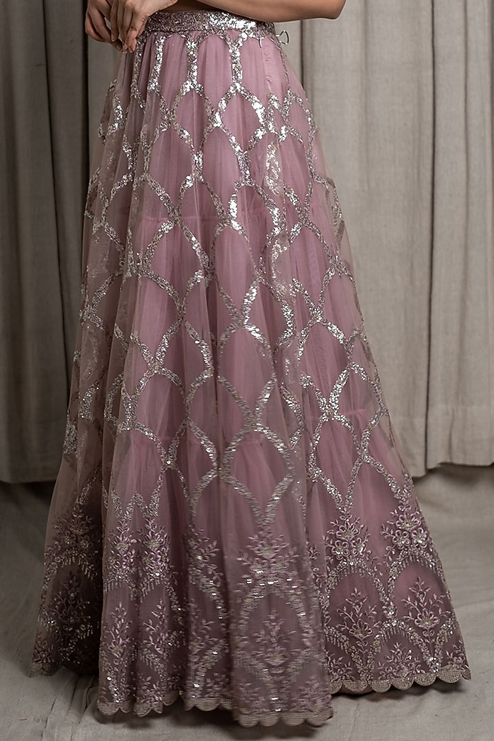 Purple Embroidered Wedding Lehenga Set by Varsana Boutique at Pernia's Pop Up Shop