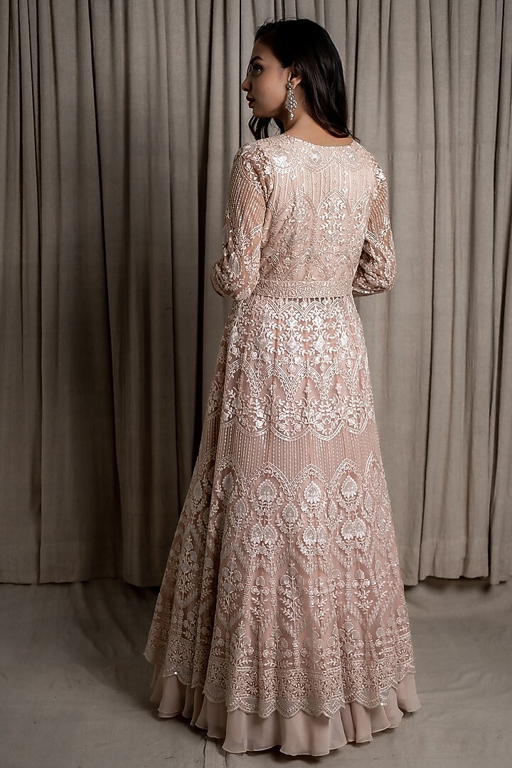 Cream Embroidered Jacket Wedding Lehenga Set by Varsana Boutique at Pernia's Pop Up Shop