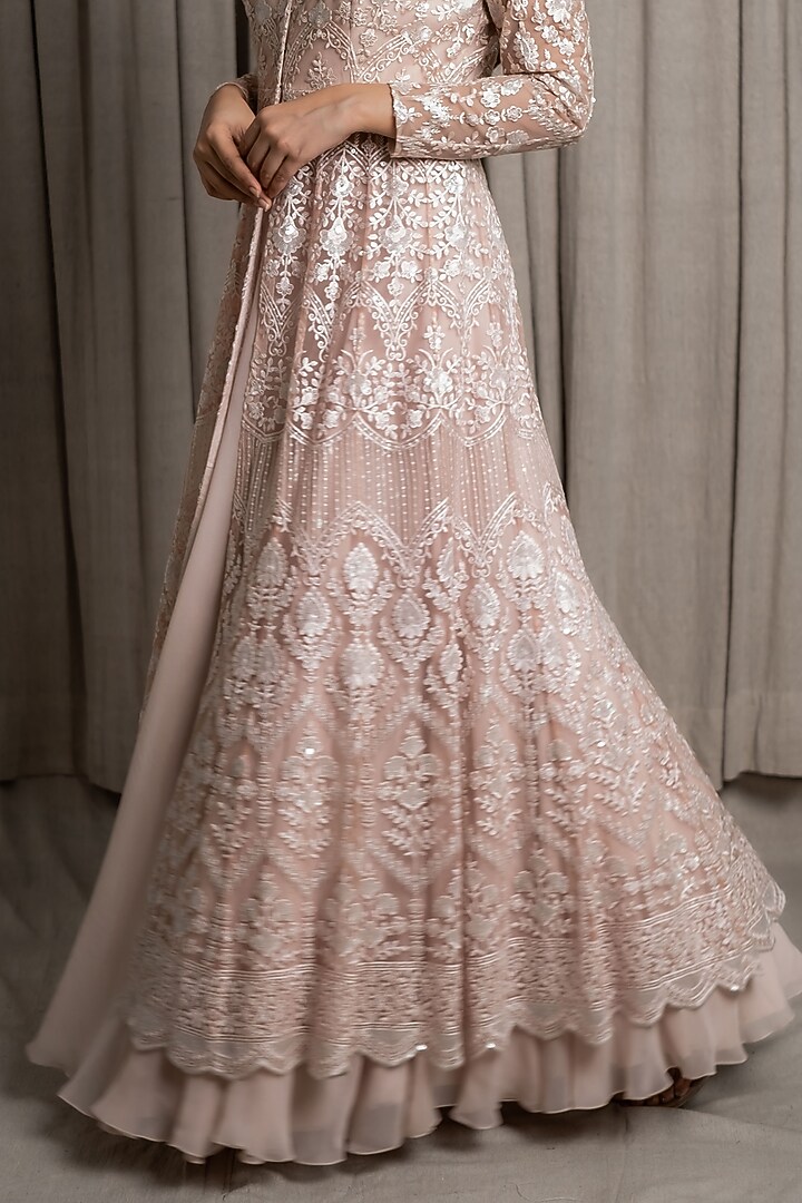Cream Embroidered Jacket Wedding Lehenga Set by Varsana Boutique at Pernia's Pop Up Shop