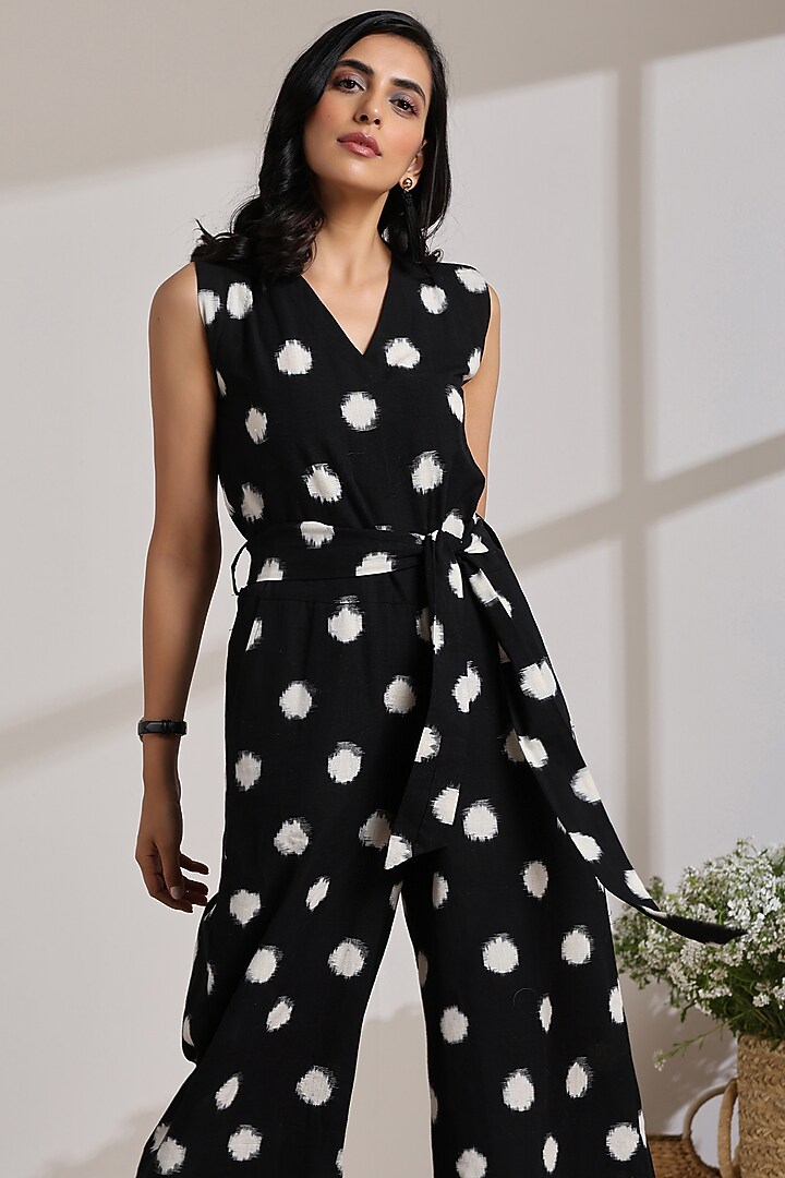 Black & White Ikat Printed Jumpsuit by Vasstram at Pernia's Pop Up Shop