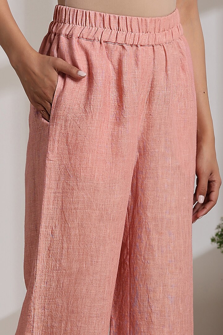 Peach Linen Pants by Vasstram at Pernia's Pop Up Shop