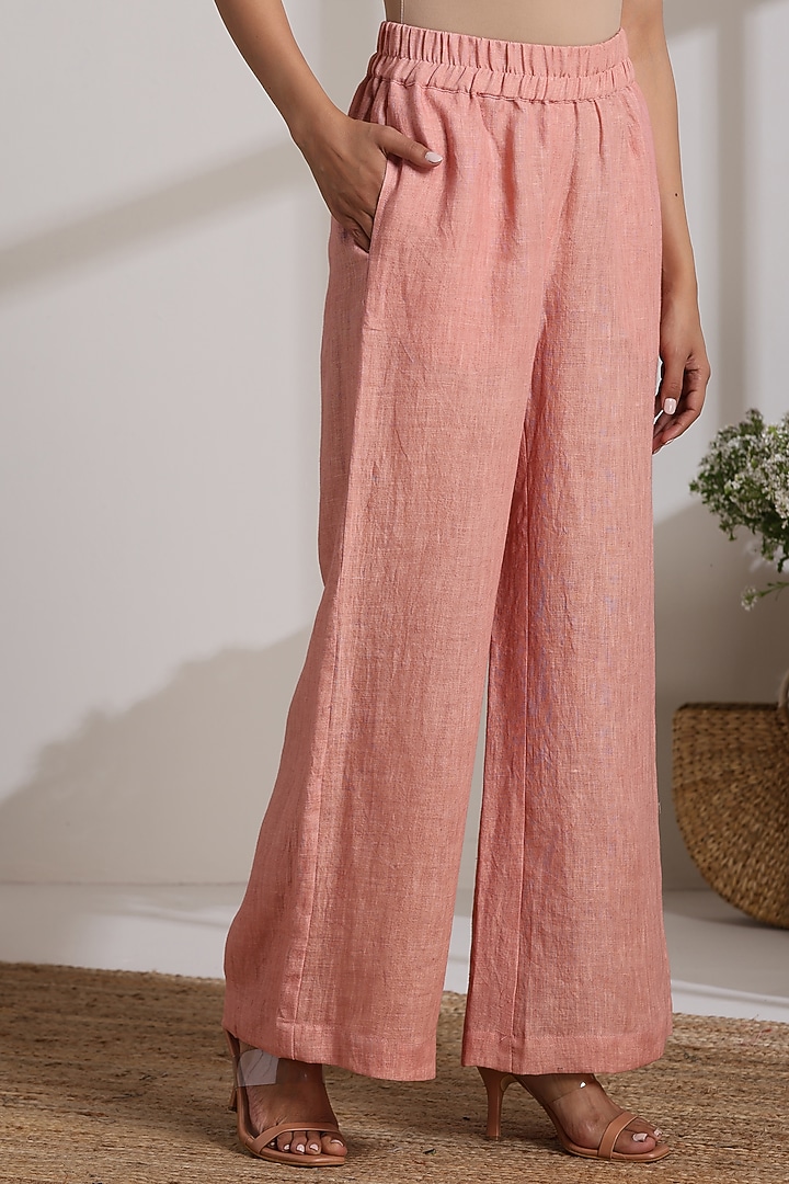 Peach Linen Pants by Vasstram at Pernia's Pop Up Shop