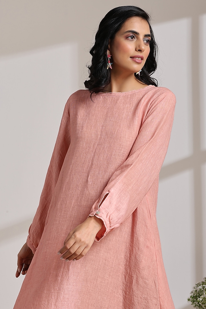 Peach Linen A-Line Summer Dress by Vasstram at Pernia's Pop Up Shop