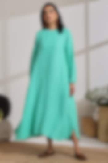 Mint Green Pure Linen A-line Summer Dress by Vasstram at Pernia's Pop Up Shop