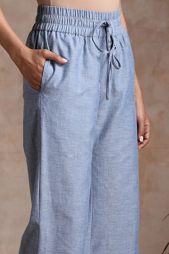Blue Chambray Pants by Vasstram at Pernia's Pop Up Shop