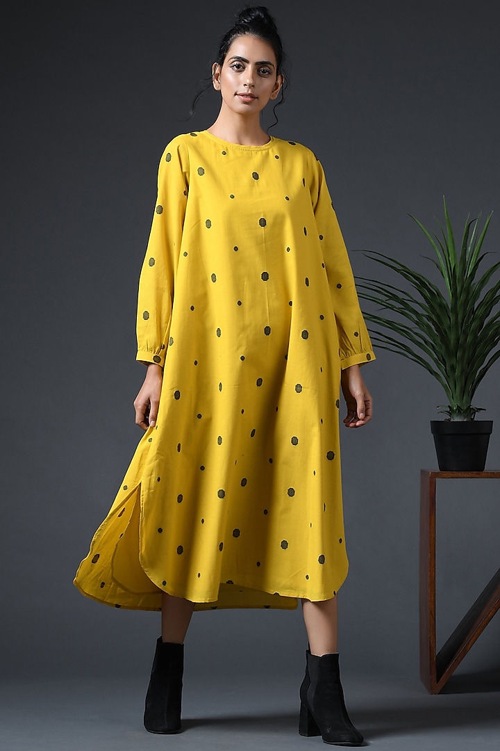 Yellow Polka Dotted Dress by Vasstram