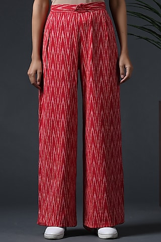 Buy Red Wide Leg Trousers Online
