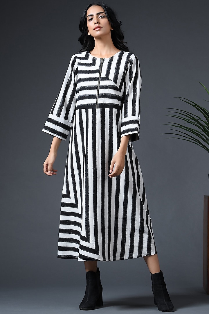 Black & White Striped Dress by Vasstram