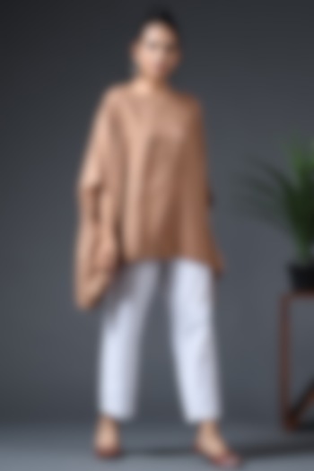 Beige Cotton Modal Kaftan Top by Vasstram at Pernia's Pop Up Shop