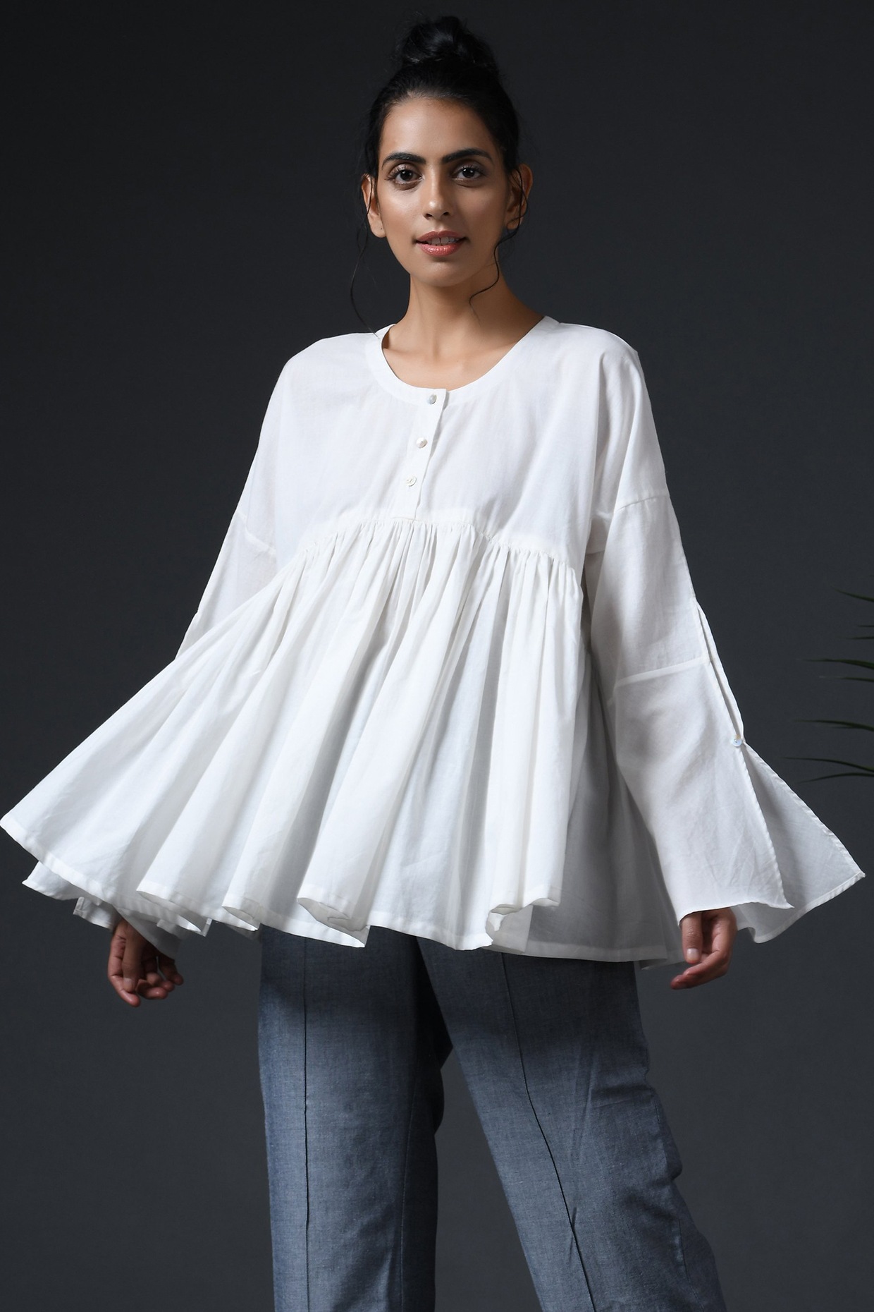 White Cambric Cotton Umbrella Top Design by Vasstram at Pernia s