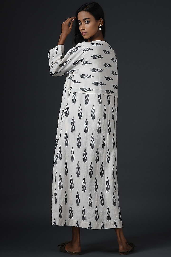 Off-White Handloom Ikat Cotton Summer Dress by Vasstram at Pernia's Pop Up Shop