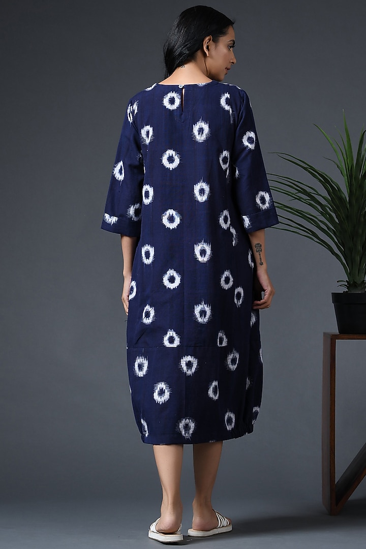 Navy Blue Printed Shift Summer Dress by Vasstram at Pernia's Pop Up Shop