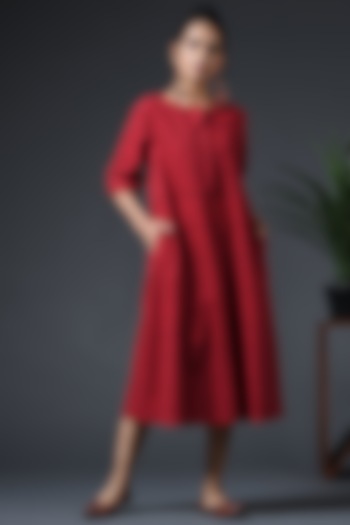 Red Printed Summer Dress by Vasstram at Pernia's Pop Up Shop