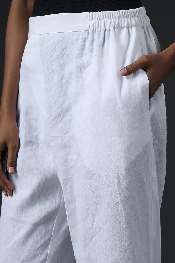 White Linen Cotton Jogger Pants by Vasstram at Pernia's Pop Up Shop