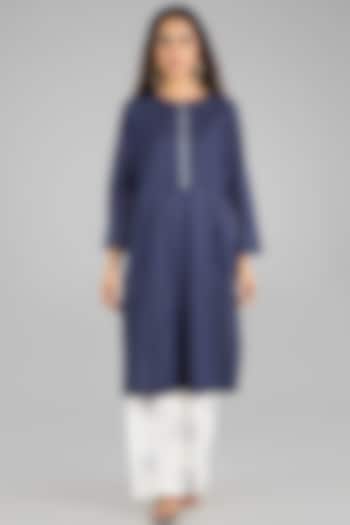 Navy Blue Soft Cotton Tunic by Vasstram at Pernia's Pop Up Shop