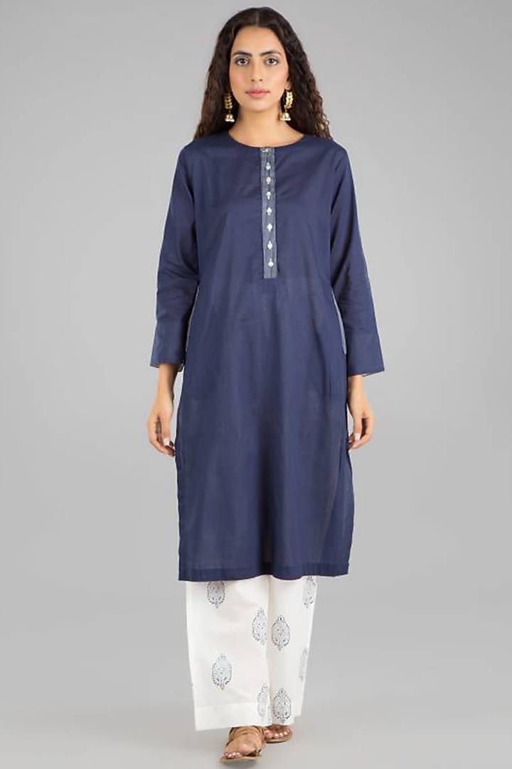 Navy Blue Soft Cotton Tunic by Vasstram at Pernia's Pop Up Shop