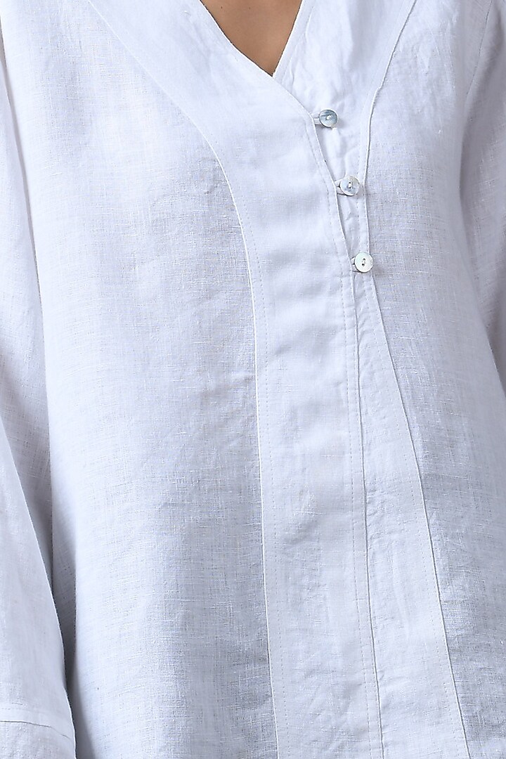 White Cotton Linen Blouse by Vasstram at Pernia's Pop Up Shop