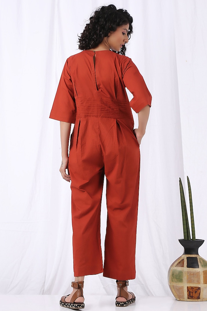 Tangerine Cotton Linen Jumpsuit by Vasstram at Pernia's Pop Up Shop