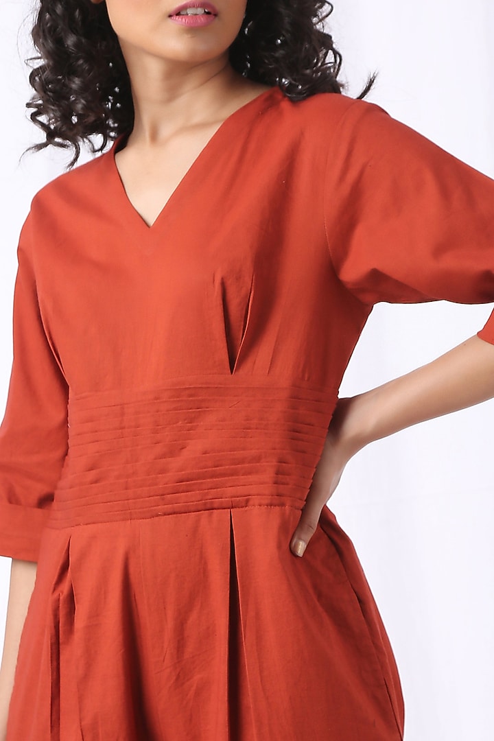 Tangerine Cotton Linen Jumpsuit by Vasstram at Pernia's Pop Up Shop