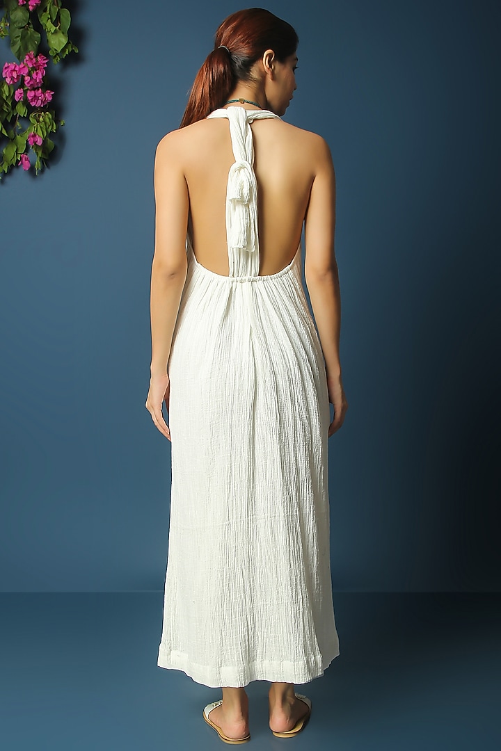 White Smocked Midi Summer Dress by Vasstram at Pernia's Pop Up Shop