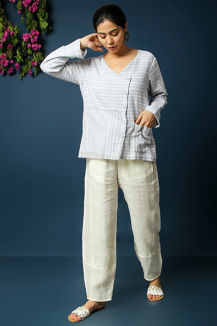 Grey Cotton Wrapped Top by Vasstram at Pernia's Pop Up Shop